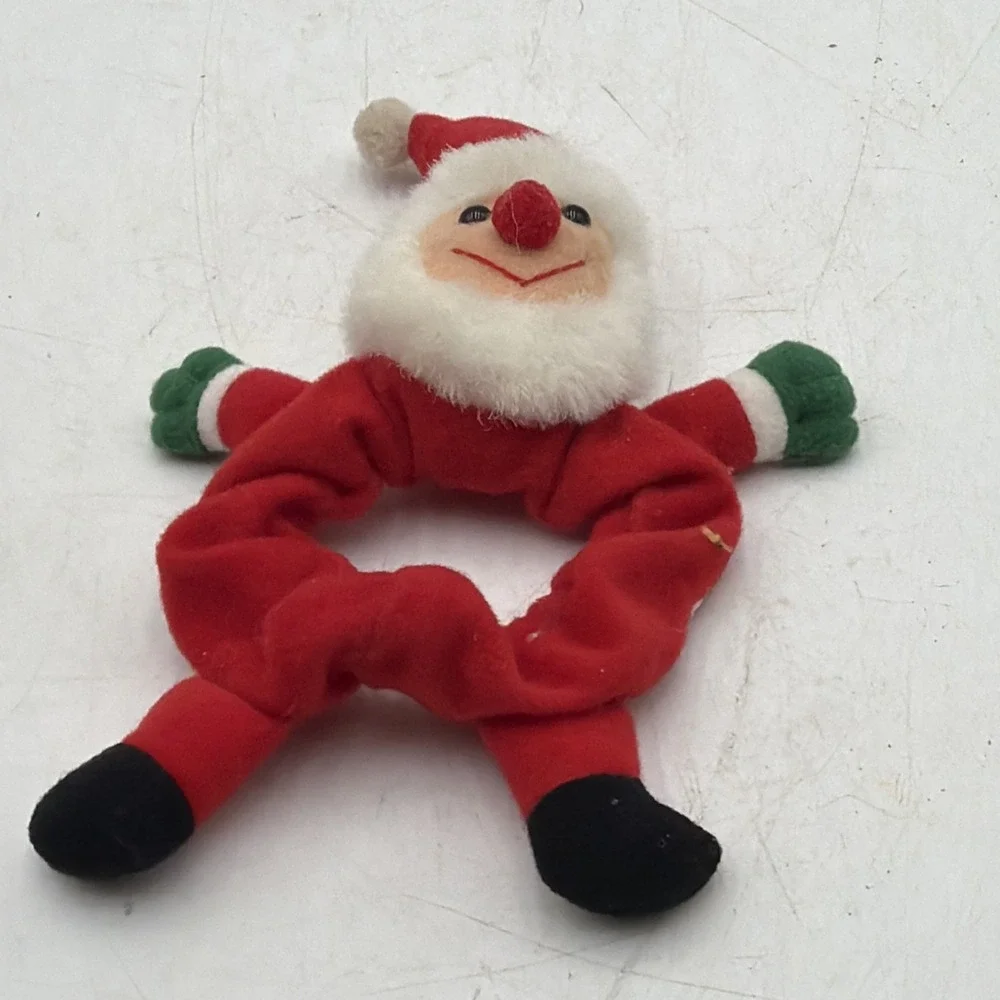 Vintage Christmas Hair Pony Tail Scrunchie Scrunchy Santa Claus
